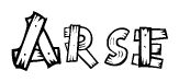 The clipart image shows the name Arse stylized to look as if it has been constructed out of wooden planks or logs. Each letter is designed to resemble pieces of wood.