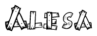 The clipart image shows the name Alesa stylized to look like it is constructed out of separate wooden planks or boards, with each letter having wood grain and plank-like details.