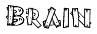 The clipart image shows the name Brain stylized to look like it is constructed out of separate wooden planks or boards, with each letter having wood grain and plank-like details.