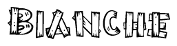 The clipart image shows the name Bianche stylized to look like it is constructed out of separate wooden planks or boards, with each letter having wood grain and plank-like details.