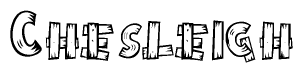 The clipart image shows the name Chesleigh stylized to look like it is constructed out of separate wooden planks or boards, with each letter having wood grain and plank-like details.