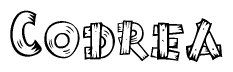 The clipart image shows the name Codrea stylized to look like it is constructed out of separate wooden planks or boards, with each letter having wood grain and plank-like details.