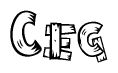 The clipart image shows the name Ceg stylized to look as if it has been constructed out of wooden planks or logs. Each letter is designed to resemble pieces of wood.
