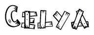 The clipart image shows the name Celya stylized to look as if it has been constructed out of wooden planks or logs. Each letter is designed to resemble pieces of wood.