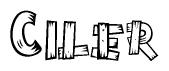 The clipart image shows the name Ciler stylized to look as if it has been constructed out of wooden planks or logs. Each letter is designed to resemble pieces of wood.