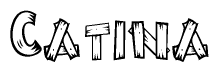 The clipart image shows the name Catina stylized to look like it is constructed out of separate wooden planks or boards, with each letter having wood grain and plank-like details.