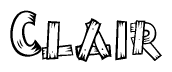 The clipart image shows the name Clair stylized to look as if it has been constructed out of wooden planks or logs. Each letter is designed to resemble pieces of wood.