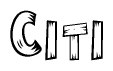 The clipart image shows the name Citi stylized to look as if it has been constructed out of wooden planks or logs. Each letter is designed to resemble pieces of wood.