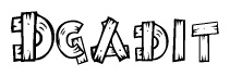 The clipart image shows the name Dgadit stylized to look as if it has been constructed out of wooden planks or logs. Each letter is designed to resemble pieces of wood.