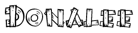 The clipart image shows the name Donalee stylized to look as if it has been constructed out of wooden planks or logs. Each letter is designed to resemble pieces of wood.