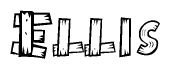 The clipart image shows the name Ellis stylized to look like it is constructed out of separate wooden planks or boards, with each letter having wood grain and plank-like details.