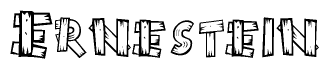 The clipart image shows the name Ernestein stylized to look like it is constructed out of separate wooden planks or boards, with each letter having wood grain and plank-like details.