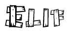 The clipart image shows the name Elif stylized to look as if it has been constructed out of wooden planks or logs. Each letter is designed to resemble pieces of wood.