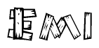 The clipart image shows the name Emi stylized to look like it is constructed out of separate wooden planks or boards, with each letter having wood grain and plank-like details.