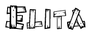 The clipart image shows the name Elita stylized to look like it is constructed out of separate wooden planks or boards, with each letter having wood grain and plank-like details.