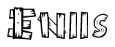 The clipart image shows the name Eniis stylized to look as if it has been constructed out of wooden planks or logs. Each letter is designed to resemble pieces of wood.