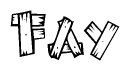 The clipart image shows the name Fay stylized to look as if it has been constructed out of wooden planks or logs. Each letter is designed to resemble pieces of wood.