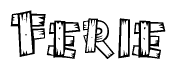 The clipart image shows the name Ferie stylized to look as if it has been constructed out of wooden planks or logs. Each letter is designed to resemble pieces of wood.
