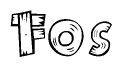 The clipart image shows the name Fos stylized to look as if it has been constructed out of wooden planks or logs. Each letter is designed to resemble pieces of wood.