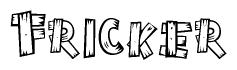 The clipart image shows the name Fricker stylized to look like it is constructed out of separate wooden planks or boards, with each letter having wood grain and plank-like details.