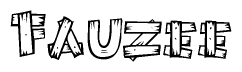 The clipart image shows the name Fauzee stylized to look like it is constructed out of separate wooden planks or boards, with each letter having wood grain and plank-like details.