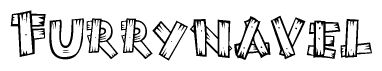 The image contains the name Furrynavel written in a decorative, stylized font with a hand-drawn appearance. The lines are made up of what appears to be planks of wood, which are nailed together