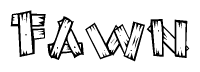 The image contains the name Fawn written in a decorative, stylized font with a hand-drawn appearance. The lines are made up of what appears to be planks of wood, which are nailed together