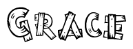 The clipart image shows the name Grace stylized to look as if it has been constructed out of wooden planks or logs. Each letter is designed to resemble pieces of wood.