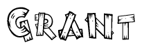 The clipart image shows the name Grant stylized to look like it is constructed out of separate wooden planks or boards, with each letter having wood grain and plank-like details.