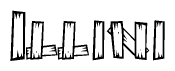 The clipart image shows the name Illini stylized to look like it is constructed out of separate wooden planks or boards, with each letter having wood grain and plank-like details.