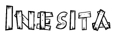The clipart image shows the name Inesita stylized to look like it is constructed out of separate wooden planks or boards, with each letter having wood grain and plank-like details.