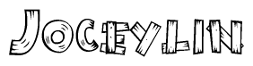 The clipart image shows the name Joceylin stylized to look as if it has been constructed out of wooden planks or logs. Each letter is designed to resemble pieces of wood.