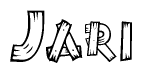 The clipart image shows the name Jari stylized to look like it is constructed out of separate wooden planks or boards, with each letter having wood grain and plank-like details.