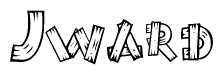 The clipart image shows the name Jward stylized to look like it is constructed out of separate wooden planks or boards, with each letter having wood grain and plank-like details.