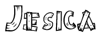 The clipart image shows the name Jesica stylized to look like it is constructed out of separate wooden planks or boards, with each letter having wood grain and plank-like details.