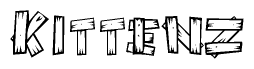 The image contains the name Kittenz written in a decorative, stylized font with a hand-drawn appearance. The lines are made up of what appears to be planks of wood, which are nailed together