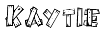 The clipart image shows the name Kaytie stylized to look like it is constructed out of separate wooden planks or boards, with each letter having wood grain and plank-like details.
