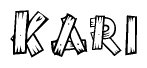 The clipart image shows the name Kari stylized to look like it is constructed out of separate wooden planks or boards, with each letter having wood grain and plank-like details.