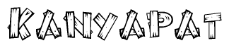 The clipart image shows the name Kanyapat stylized to look like it is constructed out of separate wooden planks or boards, with each letter having wood grain and plank-like details.