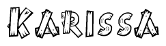 The clipart image shows the name Karissa stylized to look as if it has been constructed out of wooden planks or logs. Each letter is designed to resemble pieces of wood.
