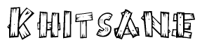 The clipart image shows the name Khitsane stylized to look as if it has been constructed out of wooden planks or logs. Each letter is designed to resemble pieces of wood.