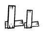 The image contains the name Ll written in a decorative, stylized font with a hand-drawn appearance. The lines are made up of what appears to be planks of wood, which are nailed together