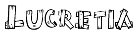 The clipart image shows the name Lucretia stylized to look like it is constructed out of separate wooden planks or boards, with each letter having wood grain and plank-like details.