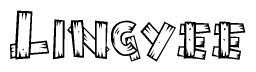 The clipart image shows the name Lingyee stylized to look like it is constructed out of separate wooden planks or boards, with each letter having wood grain and plank-like details.