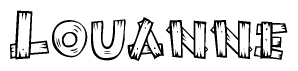 The clipart image shows the name Louanne stylized to look like it is constructed out of separate wooden planks or boards, with each letter having wood grain and plank-like details.