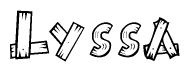 The clipart image shows the name Lyssa stylized to look like it is constructed out of separate wooden planks or boards, with each letter having wood grain and plank-like details.