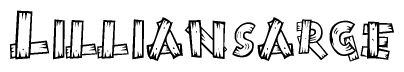 The clipart image shows the name Lilliansarge stylized to look like it is constructed out of separate wooden planks or boards, with each letter having wood grain and plank-like details.