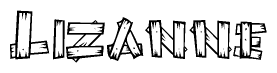 The clipart image shows the name Lizanne stylized to look like it is constructed out of separate wooden planks or boards, with each letter having wood grain and plank-like details.