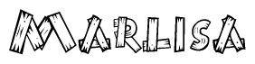 The clipart image shows the name Marlisa stylized to look as if it has been constructed out of wooden planks or logs. Each letter is designed to resemble pieces of wood.