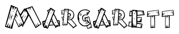 The clipart image shows the name Margarett stylized to look like it is constructed out of separate wooden planks or boards, with each letter having wood grain and plank-like details.
